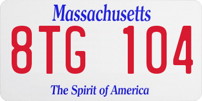MA license plate 8TG104