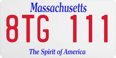 MA license plate 8TG111