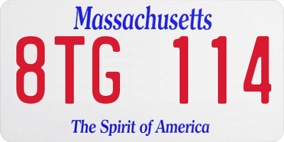 MA license plate 8TG114