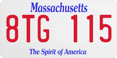 MA license plate 8TG115