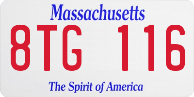 MA license plate 8TG116