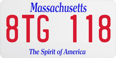 MA license plate 8TG118