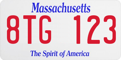 MA license plate 8TG123