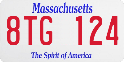 MA license plate 8TG124