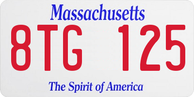MA license plate 8TG125