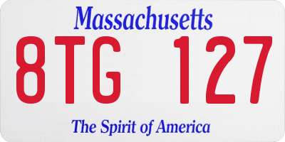MA license plate 8TG127