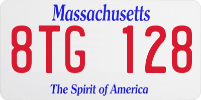 MA license plate 8TG128