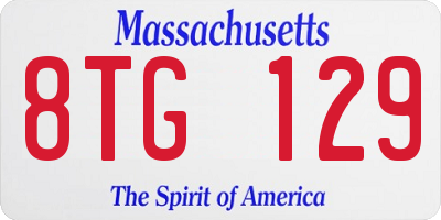 MA license plate 8TG129
