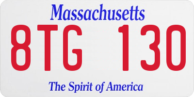 MA license plate 8TG130