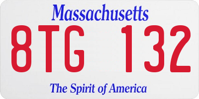 MA license plate 8TG132