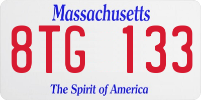 MA license plate 8TG133