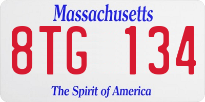 MA license plate 8TG134