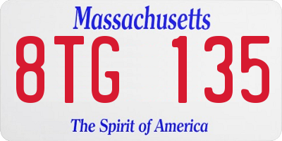 MA license plate 8TG135