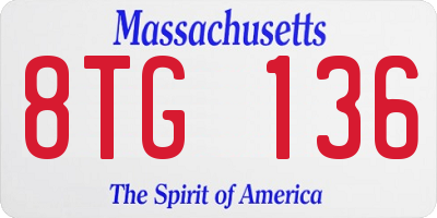 MA license plate 8TG136
