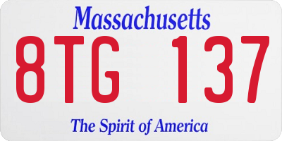 MA license plate 8TG137