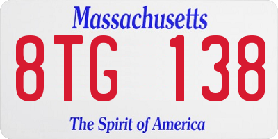 MA license plate 8TG138