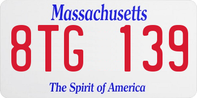 MA license plate 8TG139