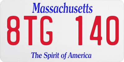 MA license plate 8TG140