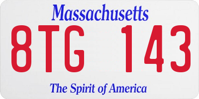 MA license plate 8TG143