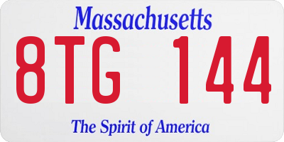 MA license plate 8TG144