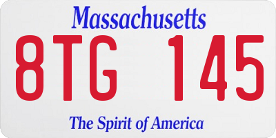 MA license plate 8TG145