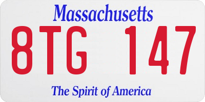 MA license plate 8TG147