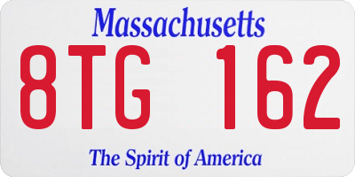 MA license plate 8TG162