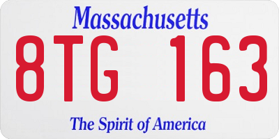 MA license plate 8TG163