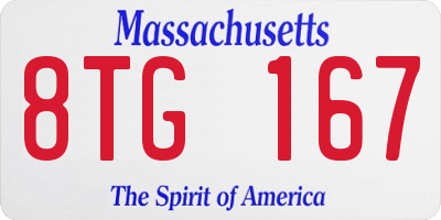 MA license plate 8TG167
