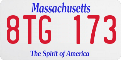 MA license plate 8TG173