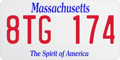 MA license plate 8TG174
