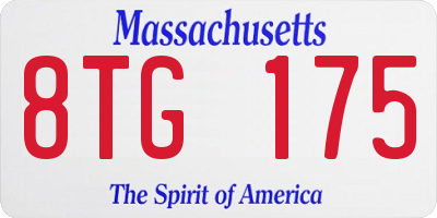 MA license plate 8TG175