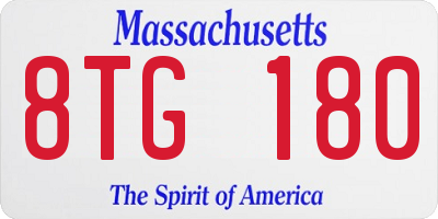 MA license plate 8TG180