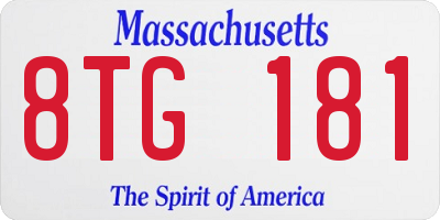 MA license plate 8TG181