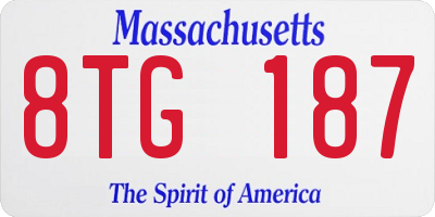 MA license plate 8TG187