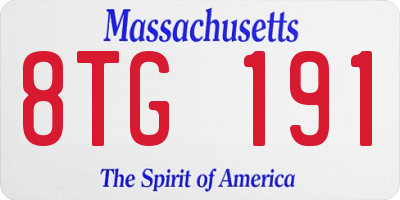 MA license plate 8TG191