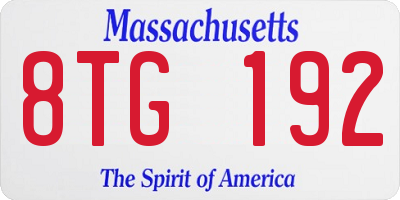 MA license plate 8TG192
