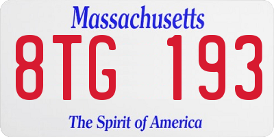 MA license plate 8TG193