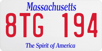 MA license plate 8TG194