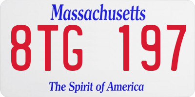 MA license plate 8TG197