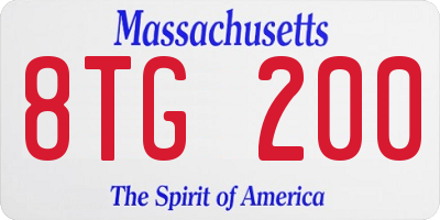 MA license plate 8TG200