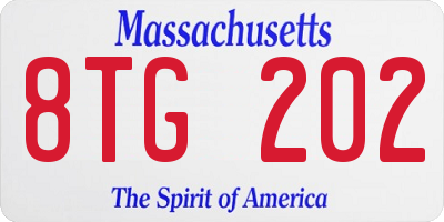 MA license plate 8TG202
