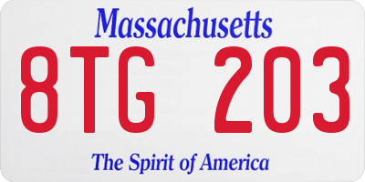 MA license plate 8TG203