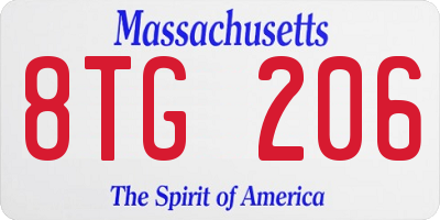 MA license plate 8TG206