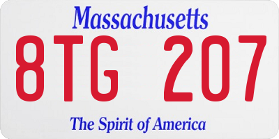 MA license plate 8TG207