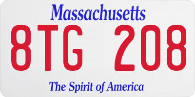 MA license plate 8TG208