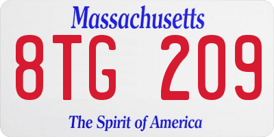 MA license plate 8TG209