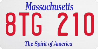 MA license plate 8TG210