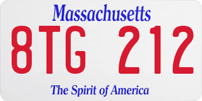 MA license plate 8TG212