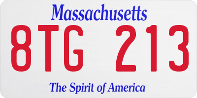 MA license plate 8TG213
